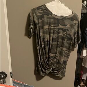 Camouflage Knot Front Women's Top